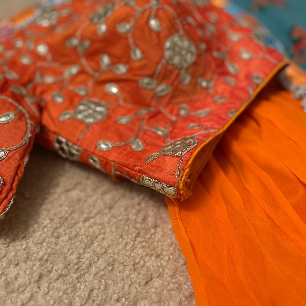 Gota Patti / Raw Silk top Lengha